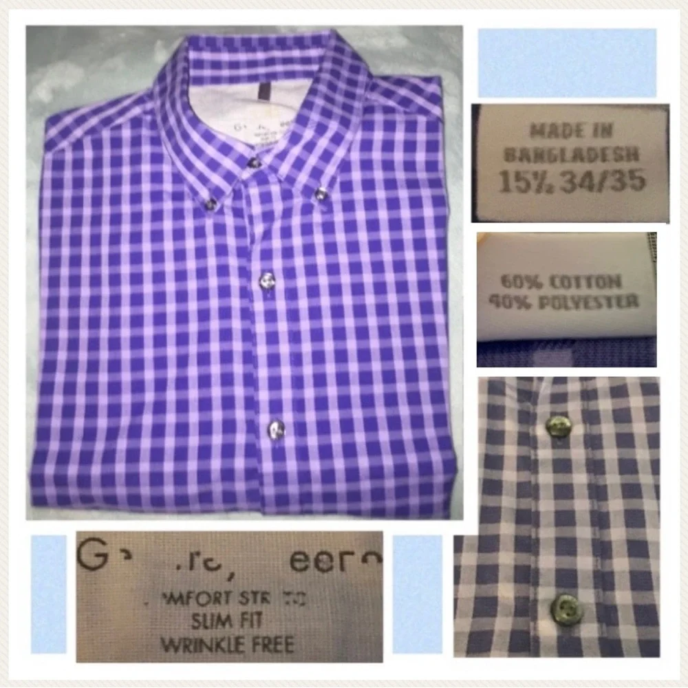 Geoffrey Beene Purple & Lavender Plaid Dress Shirt